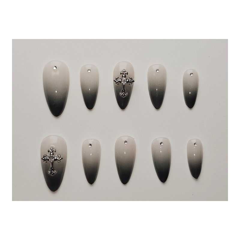 Daily ChicBlack Veil [Handmade Nail Tip] Emily Nail - Short
