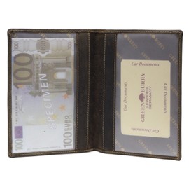 Greenburry Vintage Leather ID Folder Document Folder Hunting Licence Case 328, olive