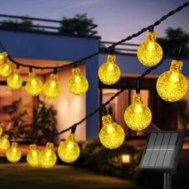 Solar String Lights for Outside, Total 60LEDs 46FT Crystal Globe Lights with 8 Modes, Solar String Lights Outdoor Waterproof for Garden Tree Patio Party Christmas Decorations