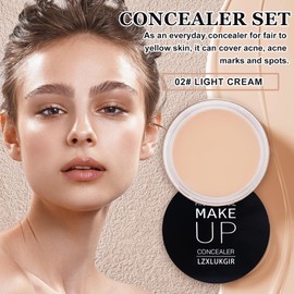 LZXLUKGIR Under Eye Concealer for Dark Circles Color Corrector Concealer Full Coverage,Under Eye Brightener Pro Concealer for Mature Skin,Tattoo Cover up Makeup Concealer Makeup（02 Light Cream）