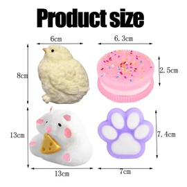 4 Pcs Squishy Toys Set, Fufu Squishy Taba Squishies, Fidget Toys with Paw Kit for Stress Relief Sensory Play, Suitable for Stress Relief Children and Adults Birthday Gifts