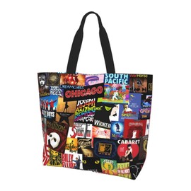Ftuiylu Broadway Movie musical Canvas Tote Bag Women Kitchen Reusable Grocery Bags Canvas Shopping Bag Beach Bags Shoulder Bag for Outdoor