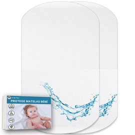 Lovely Hippo Mattress Protector 100% Waterproof Oeko-Tex - Mattress Protector Absorbent and Breathable for Babies, Waterproof, No Chemical Treatment (40 x 80 cm (Set of 2)