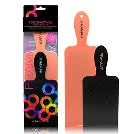 FRAMAR Juego de tabla de aluminio/balayage y paleta para decolorante y tinte para el cabello, paquete de 2 (negro/melocotón, tabla larga y tabla corta)