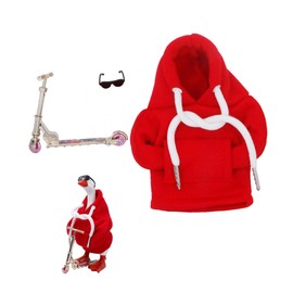 i-Beeboo 3Pcs 7inch Desktop Goose Outfits Accessories Set with Red Hoodie, Scooter, Sunglasses, Mini Desk Decor Mini Porch Goose Costume Clothes for Table Decor (Red Hoodie)