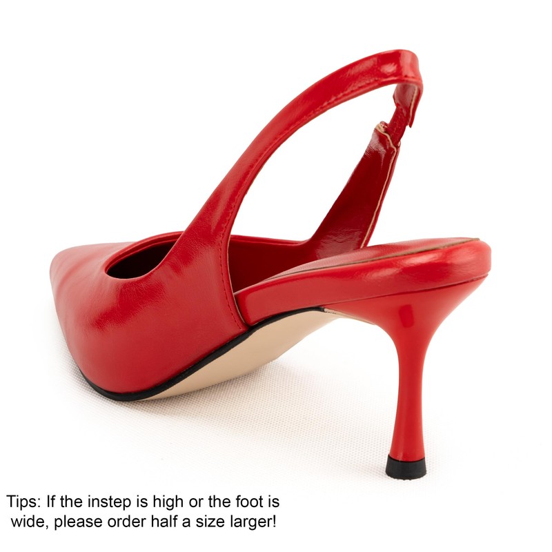 DREAMCIA Women's Pumps Red Slingback Heels Pointed Toe Sling Back