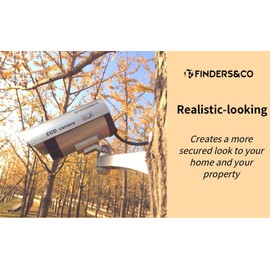 F FINDERS&CO Fake Security Camera, Dummy CCTV Surveillance System with Realistic Red Flashing Lights and Warning Sticker (2, Silver)