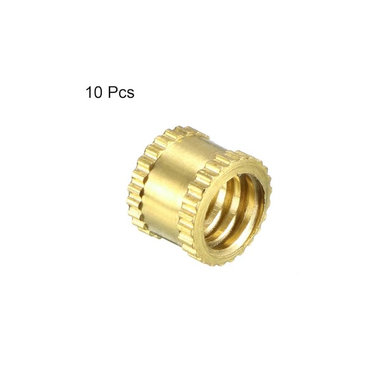 MACHSWON Knurled Insert Nuts-10Pcs 1/4-20x6mmx8mm Female Thread Brass Threaded Insert