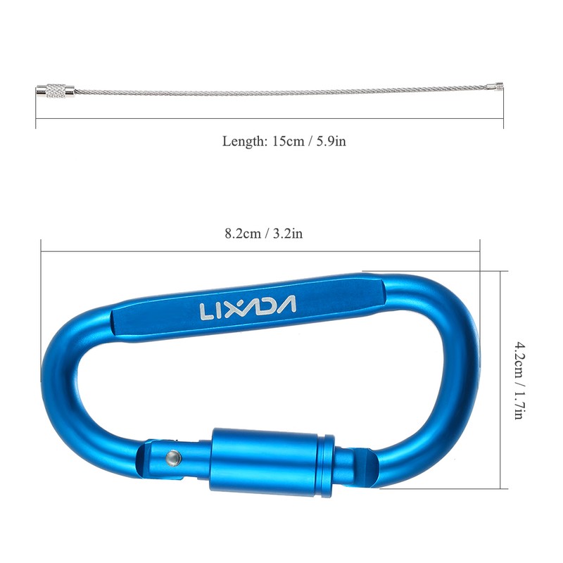 Lixada 9 Pack Aluminum Alloy D-ring Locking Carabiner Clip Set