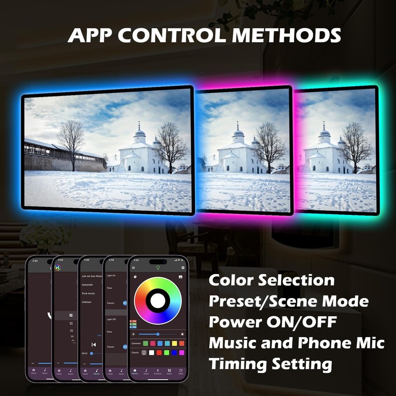 KIKO Battery Powered Led Strip Lights 33ft, 2x16.4ft USB/Battery Operated