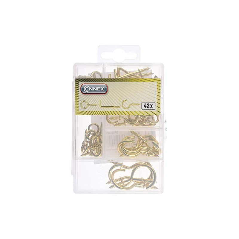 Connex Screw Hook Assortment 42 Pieces – Various Hooks in