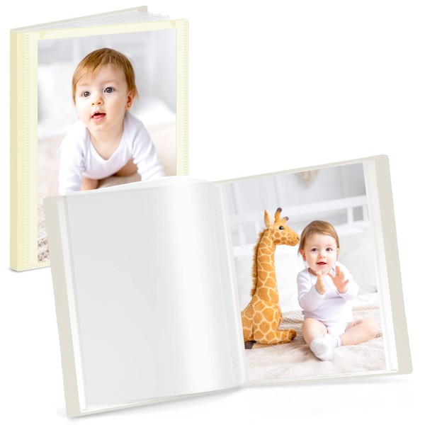 CRANBURY Small Photo Album 4x6 (Ivory) - 2-Pack 4 x 6 Photo Book Album, Each Shows 48 Pictures, Mini Picture Album Binder with Customizable Album Cover, Baby Photo Albums with 4x6 Photo Sleeves