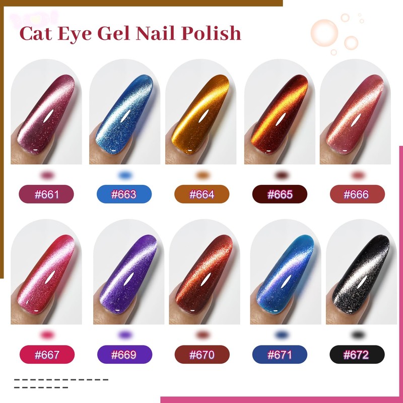 JODSONE 12 Colors Cat Eye Gel Nail Polish Set Blue