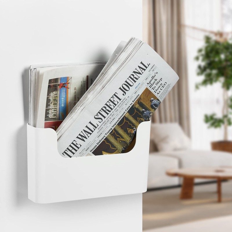 YOHOM No Drilling File Holder Wall Mails Magazines Organizer Adhesive