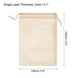 PATIKIL 6"x4" Coin Sacks Bag, 6 Pack Bank Coin Deposit Change Transit Bags Canvas Money Bag with Drawstring Gift Bag Style 2, Beige