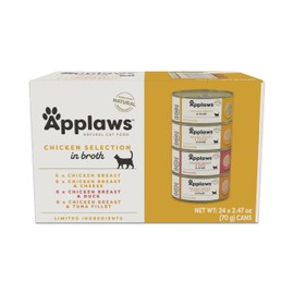 Applaws Natural Wet Cat Food, 24 Count, Limited Ingredient Canned Wet Cat Food, Multipack Chicken Selection in Broth, 2.47oz Cans…