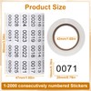 Inventory Number Stickers 1-2000 Consecutive Waterproof Self-Adhesive Vinyl Labels for