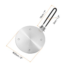 uxcell Heat Diffuser Plate for Gas Stove 8 Inch Round Heat Conduction Induction Adapter Plate with Foldable Handle Cookware Protector for Cookware Heat Cooking Unfreeze, Silver Tone
