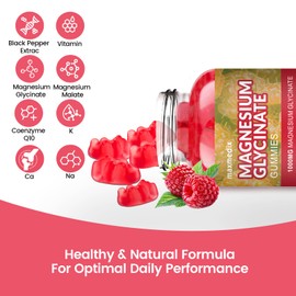 Magnesium Gummies 1000mg -Magnesium Glycinate Supplement and Magnesium L-Threonate Gummy,Sugar Free Magnesium Potassium Supplement for Calm Mood, Muscle, Bone & Sleep Support 90 Peach Gummies