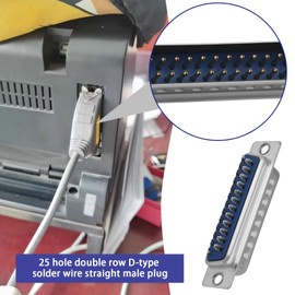 eMagTech 10pcs 25 Pin D-Sub Male Connector DB25 Double Row D Type Solder Wire Terminal Breakout for PCB Mounting Mechanical Equipment CNC Computer