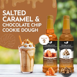 Syruvia Coffee Syrup Variety Pack - Salted Caramel & Chocolate Chip Cookie Dough- Gluten-Free, Kosher, 25.4 fl oz Bottles - Enhance Your Coffee Experience with Premium Flavoring Syrups