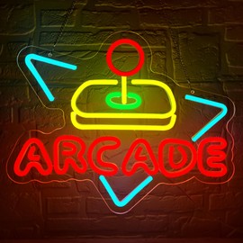 Arcade Neon Sign for Wall Decor Gamer LED Light Up Sign for Game Room Gaming Neon Lights for Boys Bedroom Man Cave Garage Party Birthday Cool Gifts for Gamers Men Teen Boys Size 15.7*12.6in（GLND381）