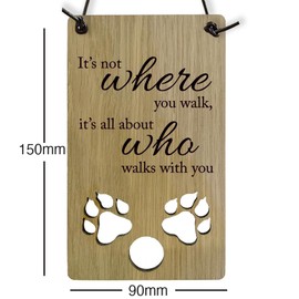 Dog Pet Lead Holder Dog Walking Wall Hanger Plaque Holder for Dog Lead Wallnut Wooden Decorative Dog Themed Home Decor Accessories Gift for Dog Lovers #1550, 90mm x 150mm x 5mm
