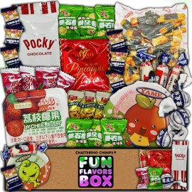 Fun Flavors Box Asian Snacks Candy Snack Box Variety Pack Gift Care Package 30 Count Sampler