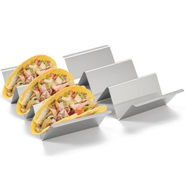Taco Holder, Set of 2 Stainless Steel Taco Holders, Each Taco Stand Rack Holds Up 3 Shell Tacos, Oven, Grill and Dishwasher