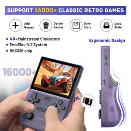 kinhank Retro Handheld Game Console, Supports 9000+ Games, Equipped with 64G TF Card, Portable Mini Retro Video Games Console, 3.5-inch IPS Screen (Purple)