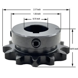 Saelno #40 Roller Chain Sprocket Type B 3/4 inch Bore 12 Tooth, Hardened Antirust 1045 Steel Drive Sprockets 40B12-3/4
