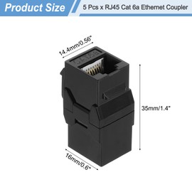 sourcing map 5 Pack Cat 6A Ethernet Coupler, RJ45 Cat6A Coupler Jacks Female to Female Ethernet Adapter, Black
