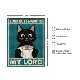 Cat Bathroom Decor - Cat Wall Decor - Funny Bathroom Decorations - Your Butt Napkins My Lord - Guest Bath Wall Art - Restroom Sign - Bath Print - Powder Room Artwork - Kitty Lover Gifts for Women