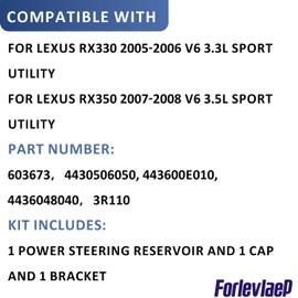 Forlevlaep Power Steering Reservoir w/Cap & Bracket for Lexus RX330 2004-2006 for Lexus RX350 2007-2008 603-673 3R-110