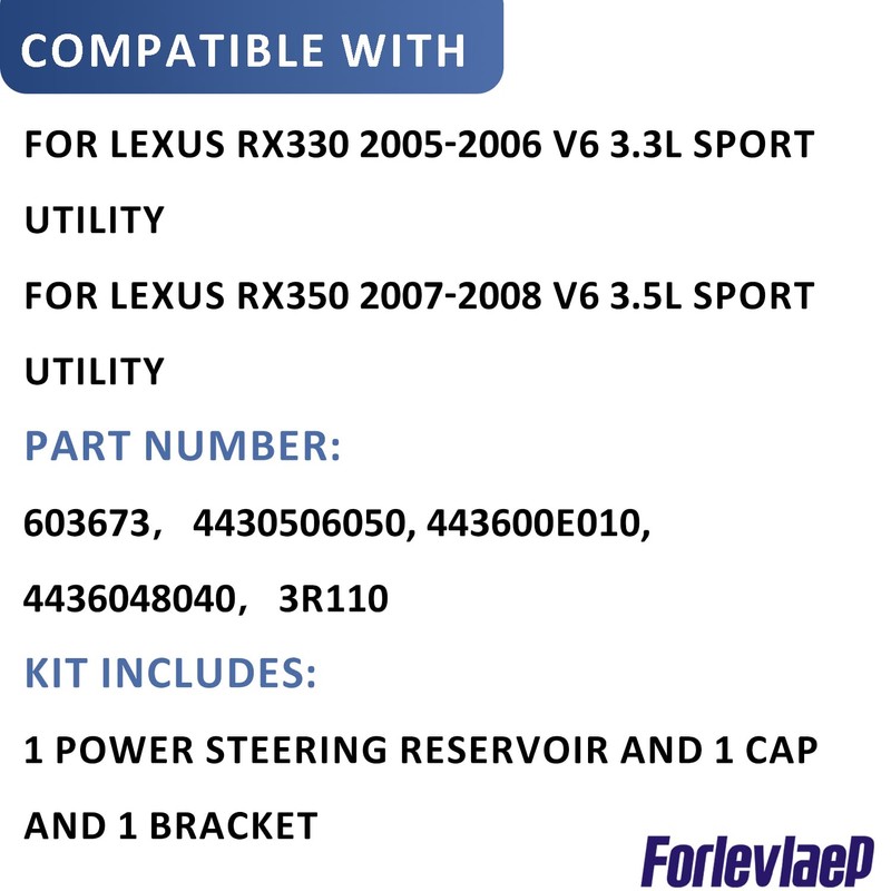 Forlevlaep Power Steering Reservoir w/Cap & Bracket for Lexus RX330