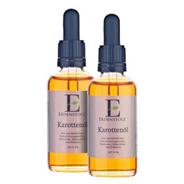 Carrot Oil - Erdenstolz - 2 x 50 ml - 100% Cold Pressed Organic Oil - Free from Additives - with Glass Pipette