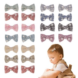 JESSCAT 22 Pcs Hair Clips for Girls with Bows Flower, Fully Lined Alligator Clips and Barrettes, Fabric Handmade Barrettes Hair Accessories for Girls Baby Infants Toddler Kids (Mixed Color 14)