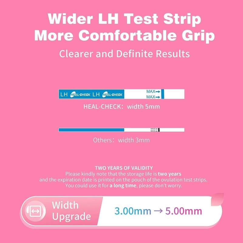 HEAL-CHECK 50 Count Ovulation Test Strips with Cups, Bulk Ovulation