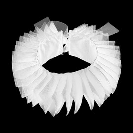 nbeads Elisabethan Ruff Collar, Clown Collar, Victorian Mesh Ruffles, Renaissance Ruffle Collar for Medieval Costumes, Neck Collar, White
