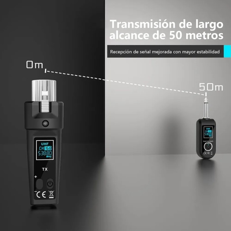 Tecmiyo 3pzs System De Micrófono Inalámbrico, Xlr Transmisor Y Xlr