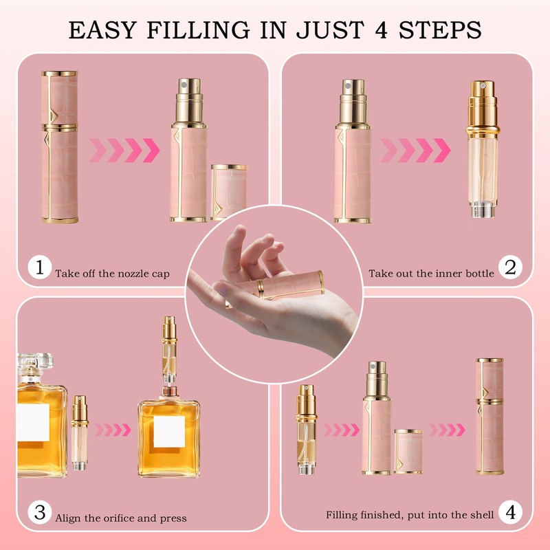 DIOHIO 8ml Perfume Atomizer Travel Refillable, Mini Cologne Dispenser, Bottom-Filling