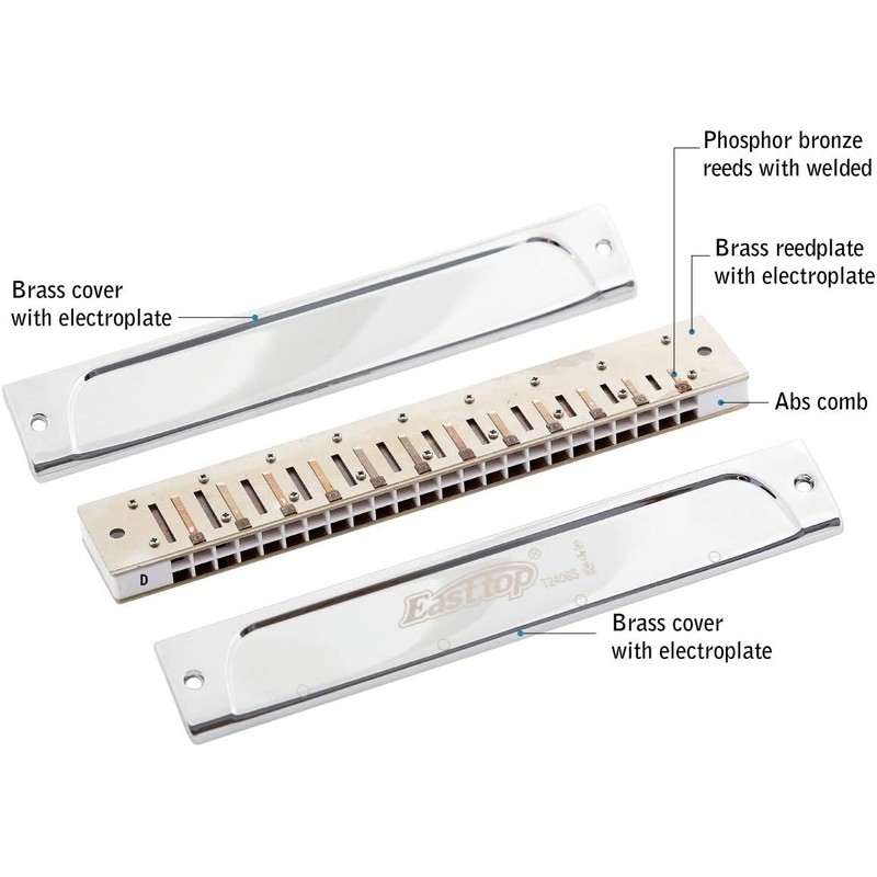 East top Tremolo Harmonica Key of Low D, 24 Holes