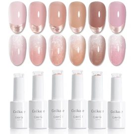 Coikaze Gel Nail Nail Art, Sheer Color, Nail Art, UV and LED Compatible, Set of 6 Colors, Pink