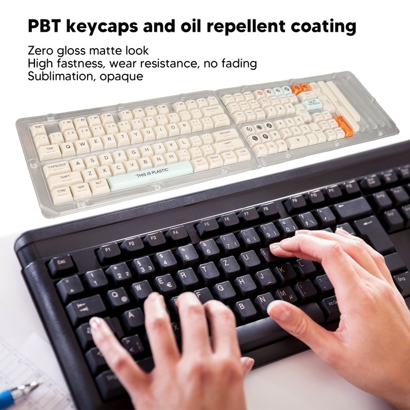 Keyboard Keycaps Orange Blue Beige 128 Keys PBT Theme XDA