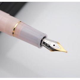 JINHAO 82 Celluloid Fountain Pen Acrylic Ink Pen with Ink Converter (Fine Nib, Gold Clip-Transparent Light Pink)