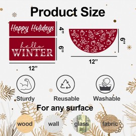 Christmas Stencils 12” Large Christmas Stencils for Crafts Reusable Christmas Stencil Holiday Drawing Templates for Door Hanger Porch Wreath Doormat Window Glass Decor(XMS Half R Stencil 03-14p)