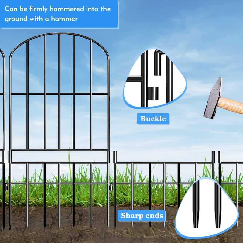 Adavin Animal Barrier Garden Fence,15 Pack Black 12''L x 25"
