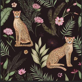 Safiyya Leopard Peel and Stick Wallpaper Black/Green/Yellow Jungle Cheetah Floral Contact Paper Animal Self Adhesive Removable Wallpaper Wall Paper Decor for Bathroom Bedroom Vinyl 17.3" x 78.7"