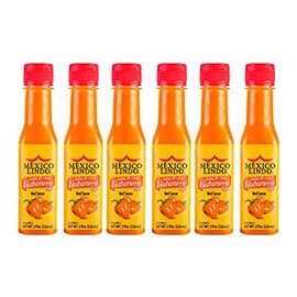 Mexico Lindo Red Habanero Hot Sauce | Real Red Habanero Chili Pepper | 78,200 Scoville Level | Enjoy with Mexican Food, Seafood & Pasta | 4.5 Fl Oz Bottle (Pack of 6)