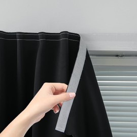 Adhesive Blackout Curtains- Self Stick Shades Window Blinds Curtains No Rod Needed Easy to Hang Curtains, Use for Bedroom, Living Room, Dining Room, Kitchen, Home Office, 35"W X 71"L, Black, 1 Panel